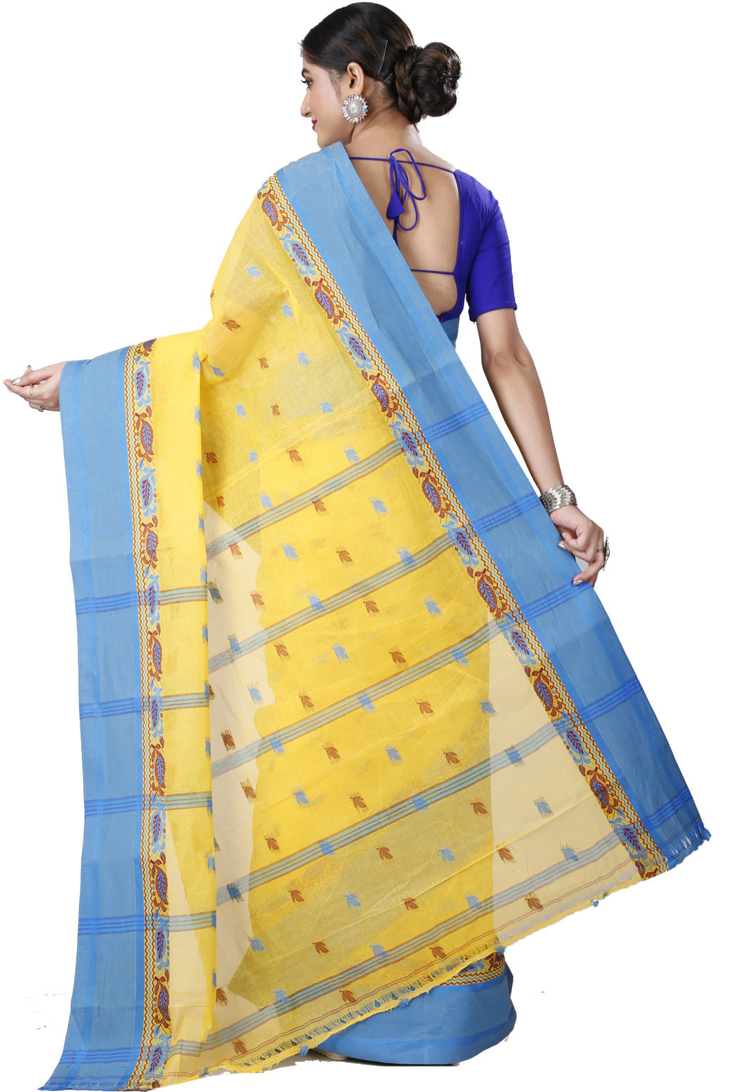 Yellow Pure Cotton Provati Tant Saree (1073)